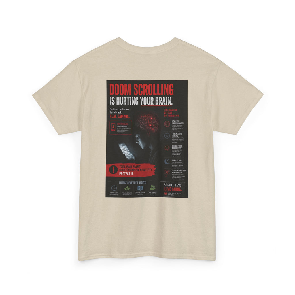 Doom Scroll Warning Tee (black logo)