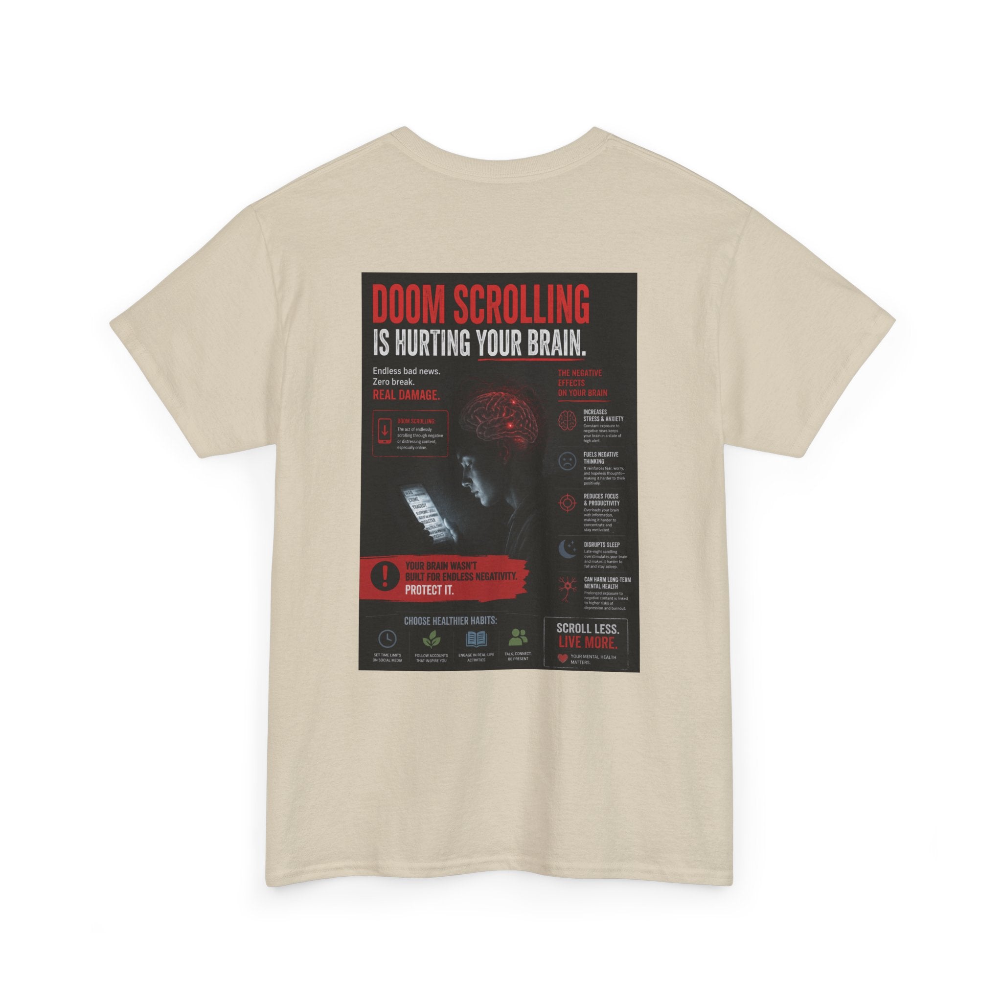 Doom Scroll Warning Tee (black logo)