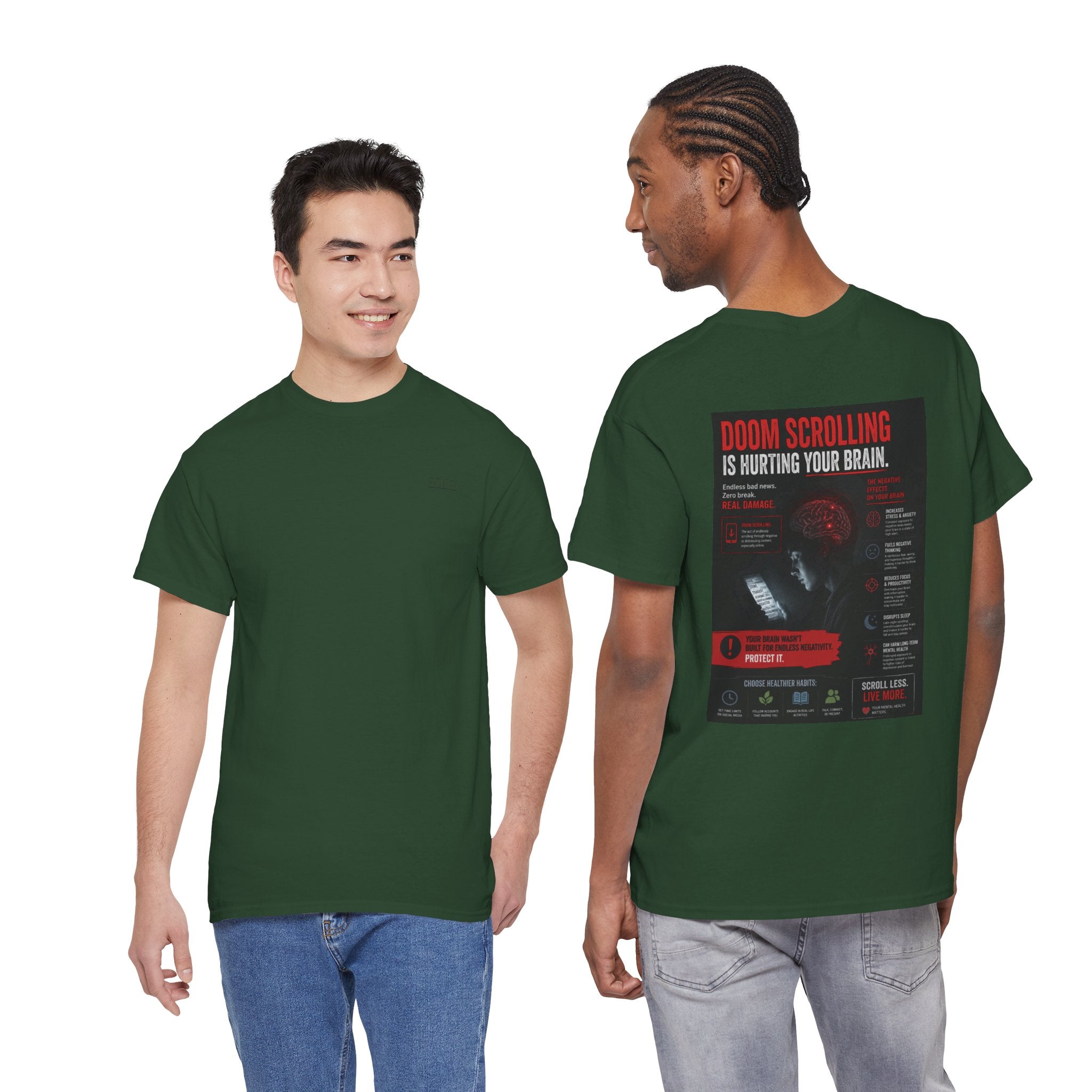 Doom Scroll Warning Tee (black logo)