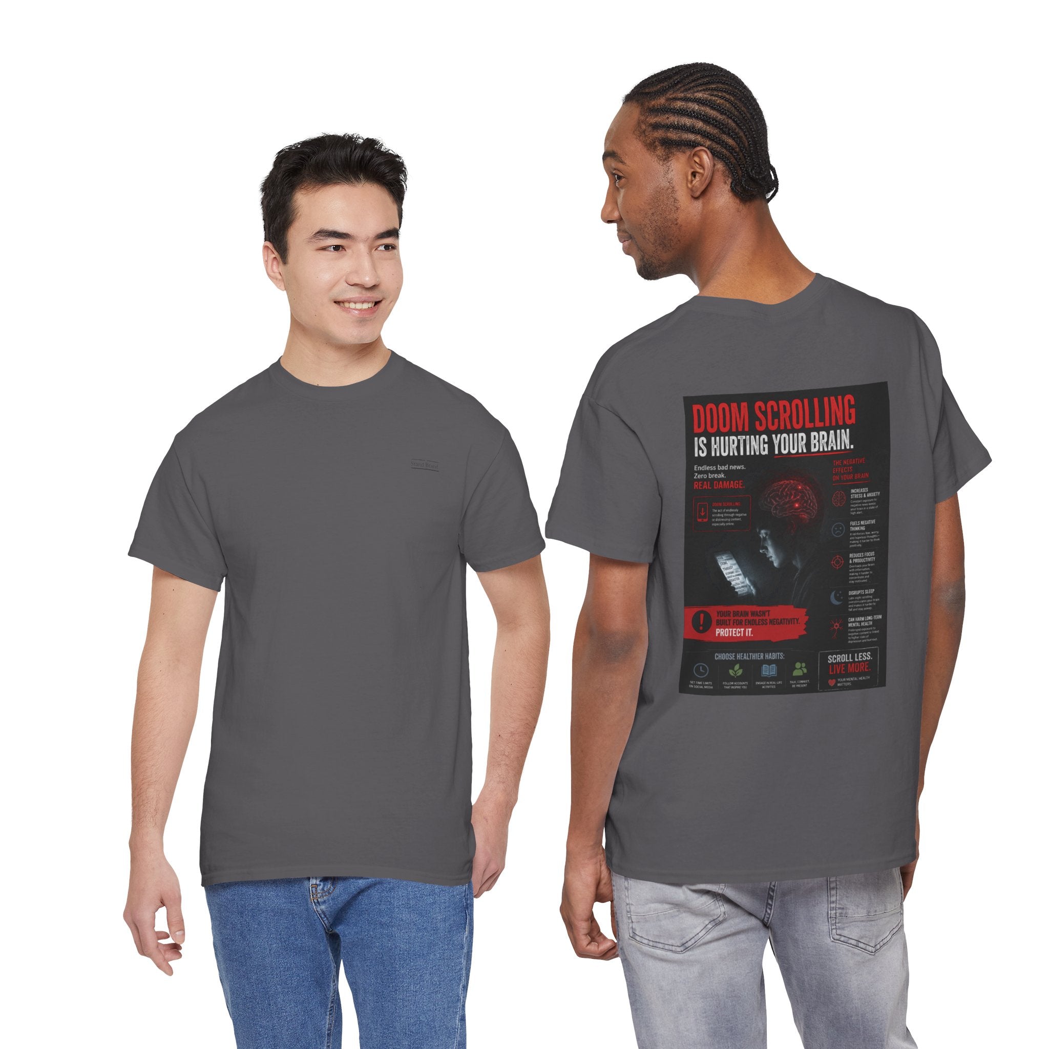 Doom Scroll Warning Tee (black logo)