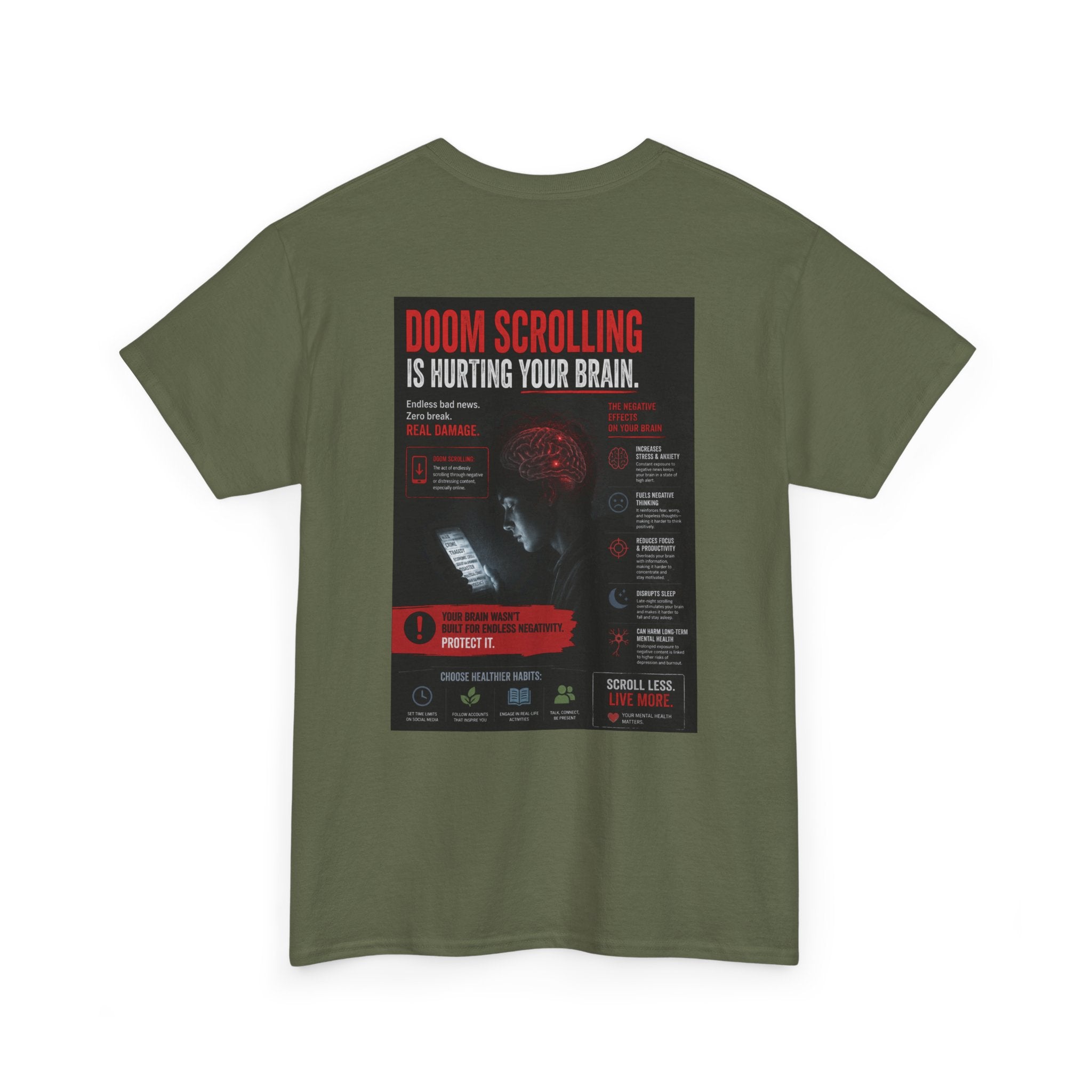 Doom Scroll Warning Tee (black logo)