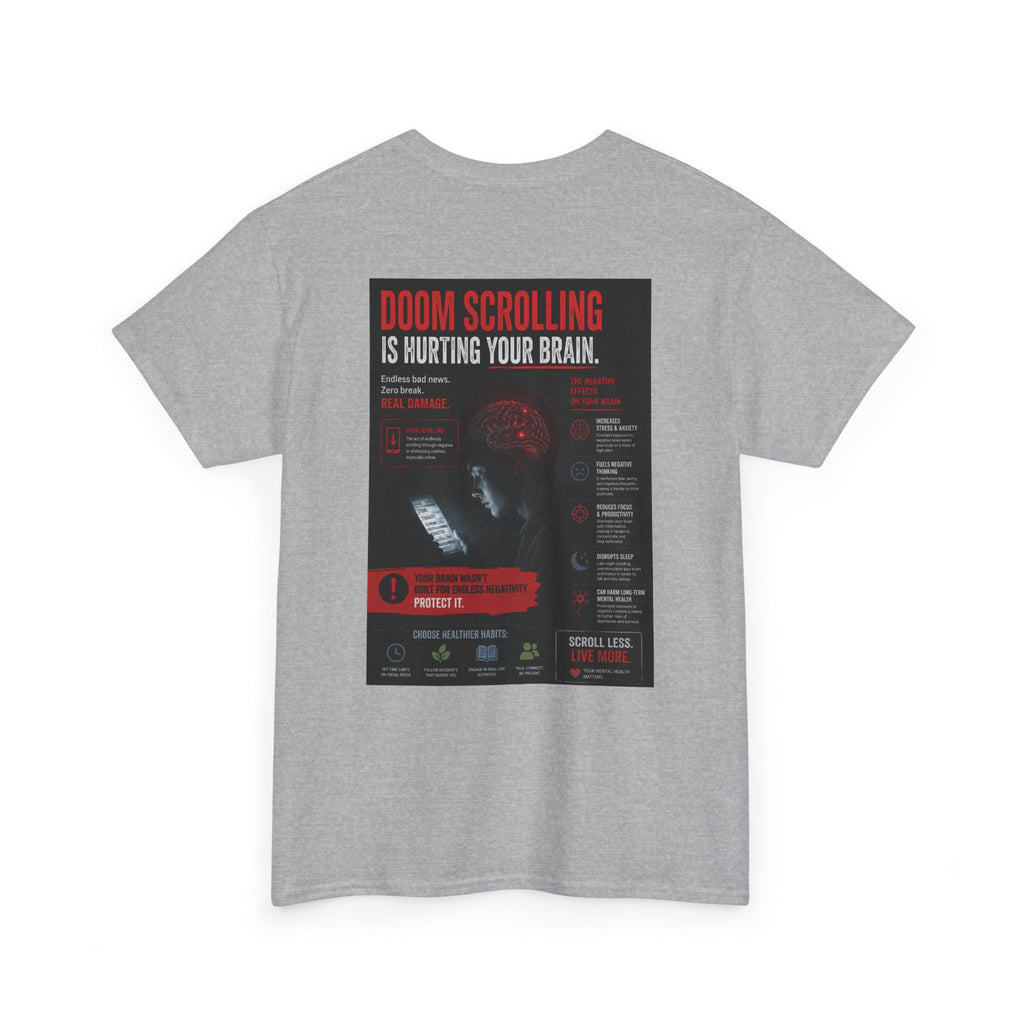 Doom Scroll Warning Tee (black logo)