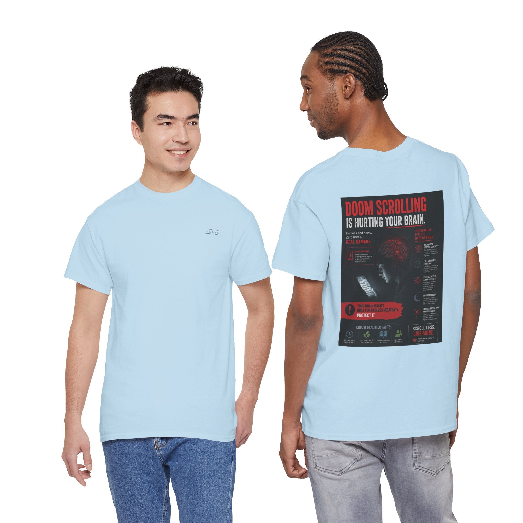 Doom Scroll Warning Tee (black logo)