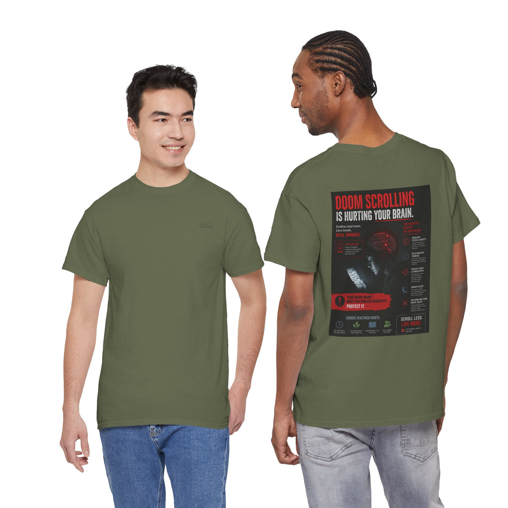 Doom Scroll Warning Tee (black logo)